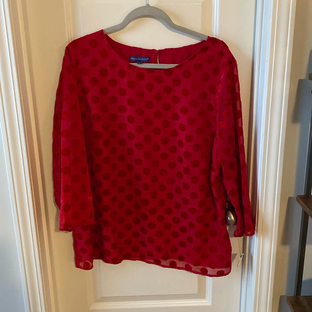 Talbots size XL RSVP red polka dot blouse